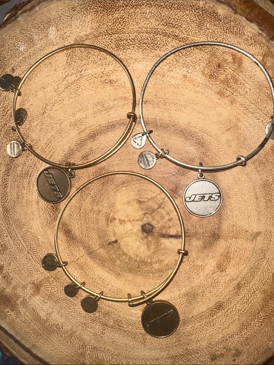 Alex and Ani Jewelry - 3 Pre Owned Alex & Ani Gold & Silver Jets Charm Bangle Set (FREE silver bangle)